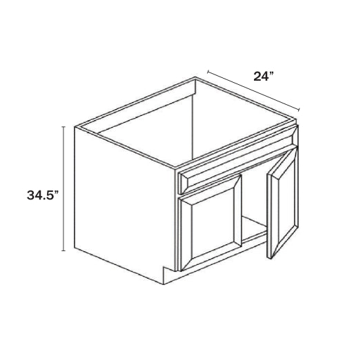 Slim Shaker Green Sink Base Double Door and 1 False Drawer