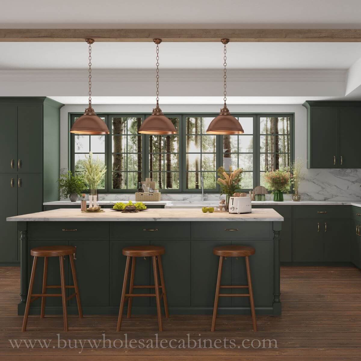 Slim Shaker Green Vanity Towel Cabinet