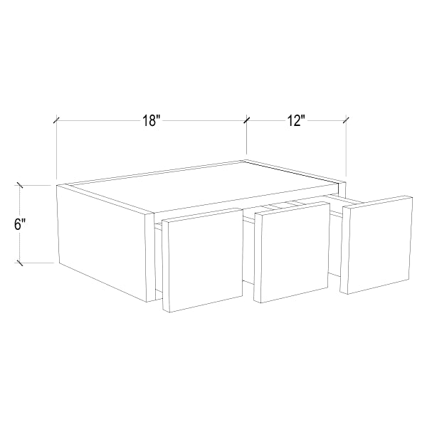 Frameless Modern White Shaker Wall Small Drawers – 3 Drawers