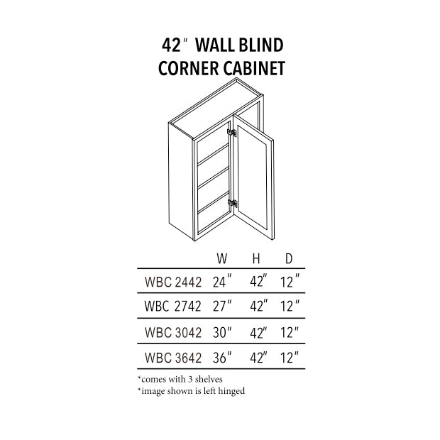 Unfinished Shaker 42″ Wall Blind Corner Cabinet
